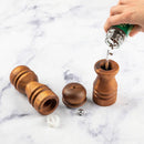 2pc Acacia Turned Salt Shaker and Pepper Grinder Set