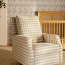 Crewe Recliner and Swivel Glider with Light Wood Base - Tan Gingham
