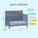Shea 4-In-1 Convertible Crib - Cove Blue and Honey
