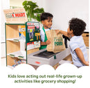 Freestanding Wooden Fresh Mart Grocery Store: Educational Focus on Money Concepts, 18 Pieces