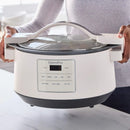 8 Quart Family Size Locking Lid Slow Cooker - Cream