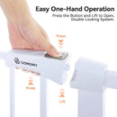 Auto Close Baby Gate with Cat Door - White