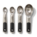 4pc Stainless Steel Magnetic Measuring Spoons Black