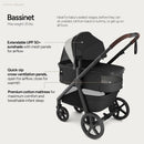 Ultimate 3 Full Size Baby Stroller with Bassinet - Midnight Origin