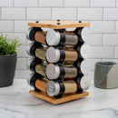 Bamboo Spice Rack - 16 Jar Set with Essential Seasonings