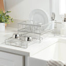 Space Saver Steel Dish Rack with Utensil Tray Matte Nickel