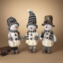 Gerson Assorted Lighted Plush Snowmen Table Decor 22 in., Pack of 6