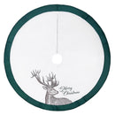 Celebrations Home Green/White Merry Christmas Deer Tree Skirt 48 in., Pack of 4