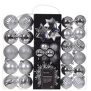 Decoris Silver Assorted Shatterproof Ornaments 2 in., Pack of 12