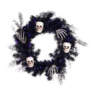 Celebrations Orange/Purple 50 ct 24 in. LED Prelit Black Skull Wreath, Pack of 4