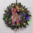 Celebrations 30 in. D LED Prelit Multicolored Twig Pine Bow Wreath, Pack of 4