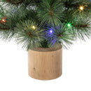 Celebrations 3 ft. Slim LED 50 ct Table Top with Wood Base Color Changing Christmas Tree