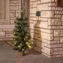 Celebrations 3 ft. Slim LED 50 ct Table Top with Wood Base Color Changing Christmas Tree