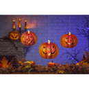 Gerson 4.5 in. Set of 3 Lighted Resin Halloween Pumpkins with Remote Hanging Decor, Pack of 6