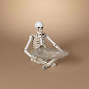 Gerson 11 in. Halloween Skeleton with Glass Plate Halloween Decor, Pack of 4