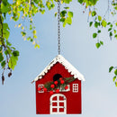 Alpine Hanging Red Barn Birdhouse 22in in. Hanging Decor, Pack of 4