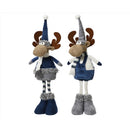 Decoris Blue/ White Plush Deer 19.69 in., Pack of 12