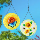 Exhart Blue Metal 10 in. H Butterfly & Sunflower Outdoor Decoration, Pack of 6
