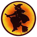 Celebrations Orange 63 ct 13.75 in. LED Prelit Witch on Broom Window Decor, Pack of 6