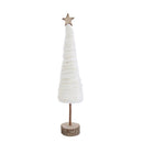 Creative Co-Op Cream Christmas Tree with Star and Wood Base Table Decor 18 in., Pack of 4