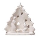 Creative Co-Op White Holy Family with Tree & Cut-Outs Table Decor 6 in., Pack of 6