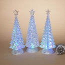 Gerson Clear Lighted Spinning Water Globe Trees Table Decor 13 in., Pack of 3