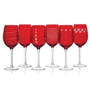Set of 6 Wine Glasses - Ruby Red