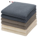 Cotton Waffle Weave Kitchen Dish Cloths - Mixed Color (6 Pcs)