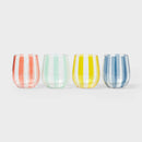 4pk 14 fl oz Striped Stemless Wine Glasses - ™