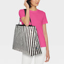 Water Resistant Reversible Tote Bag - Black/White Stripe