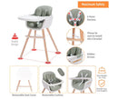 3-in-1 Convertible Wooden High Chair - Green