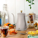 1-Liter Electric Gooseneck Kettle 1200 W, Porcini Taupe by Drew Barrymore