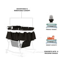 Lacy Portable 2-in-1 Bassinet & Cradle in Black, Lightweight Baby Bassinet with Storage Basket, Adjustable and Removable Canopy