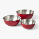 3pc Stainless Steel Mixing Bowls - Matte Red