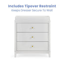 Eloise 3 Drawer Dresser with Changing Top - Moonstruck Gray