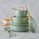 Ceramic Nonstick 10-Piece Cookware Set - Sage
