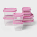 16pc Plastic Food Storage Container Set - Pink