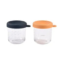 Set of 2 Glass Portion Containers - Dark Blue / Honey