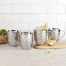 Double Wall Stainless Steel Hammered Mug Set - Silver