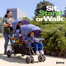 Big Caboose Triple Stroller with Rear Bench and Standing Platform - Jet