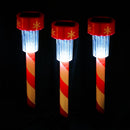 Alpine LED Cool White Solar Powered Lighted Candy Cane Stake 14 in. Pathway Decor, Pack of 48