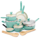 16pc Ceramic Nonstick Cookware Set Turquoise