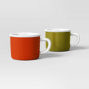 Set of 2 Stoneware Camper Mugs - Orange/Green