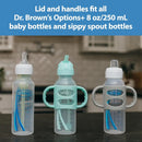Milestones Narrow Sippy Straw Bottle, Spill-Proof with 100% Silicone Handles, Gray/Pink, 6m