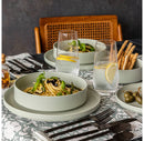 16pc Stackable Hand-Finished Stoneware Dinnerware Set - Semi-Matte Sage