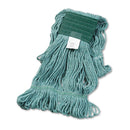 Boardwalk Super Loop Wet Mop Head, Cotton/Synthetic Fiber, 5" Headband, Medium Size, Green, 12/Carton - BWK502GNCT