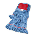 Boardwalk Super Loop Wet Mop Head, Cotton/Synthetic Fiber, 5" Headband, Large Size, Blue, 12/Carton - BWK503BLCT