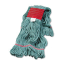 Boardwalk Super Loop Wet Mop Head, Cotton/Synthetic Fiber, 5" Headband, Large Size, Green - BWK503GNEA