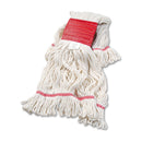 Boardwalk Super Loop Wet Mop Head, Cotton/Synthetic Fiber, 5" Headband, Large Size, White, 12/Carton - BWK503WHCT