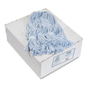 Boardwalk Mop Head, Floor Finish, Narrow, Rayon/Polyester, Medium, White/Blue, 12/Carton - BWK542CT